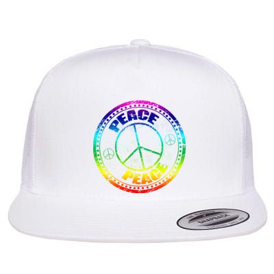 Peace Retro Tie Dyed Logo Flat Bill Trucker Hat