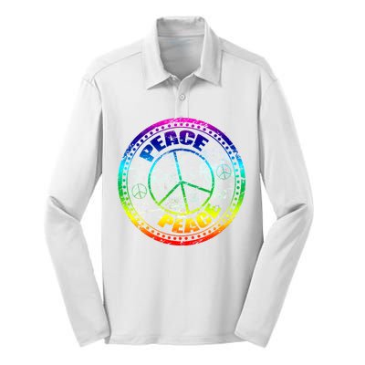 Peace Retro Tie Dyed Logo Silk Touch Performance Long Sleeve Polo