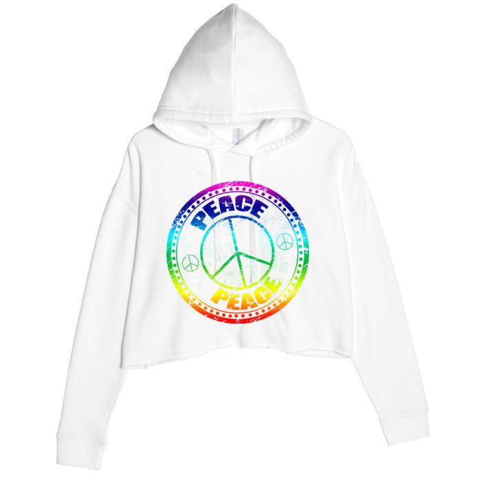 Peace Retro Tie Dyed Logo Crop Fleece Hoodie