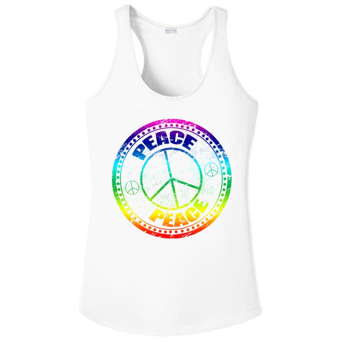 Peace Retro Tie Dyed Logo Ladies PosiCharge Competitor Racerback Tank