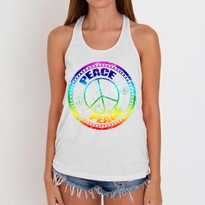 Peace Retro Tie Dyed Logo Women's Knotted Racerback Tank