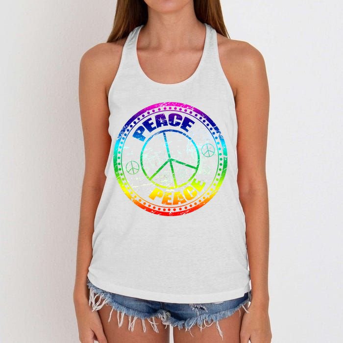 Peace Retro Tie Dyed Logo Women's Knotted Racerback Tank