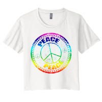 Peace Retro Tie Dyed Logo Women's Crop Top Tee