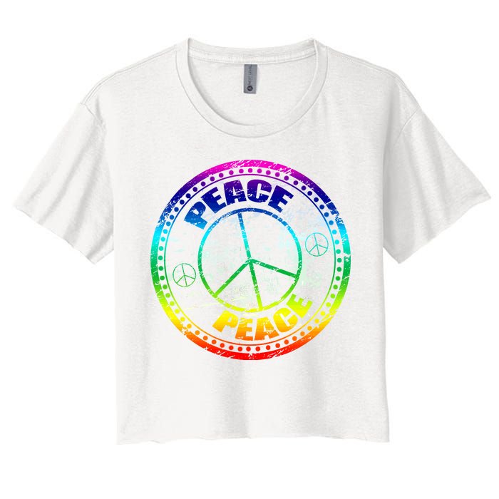 Peace Retro Tie Dyed Logo Women's Crop Top Tee