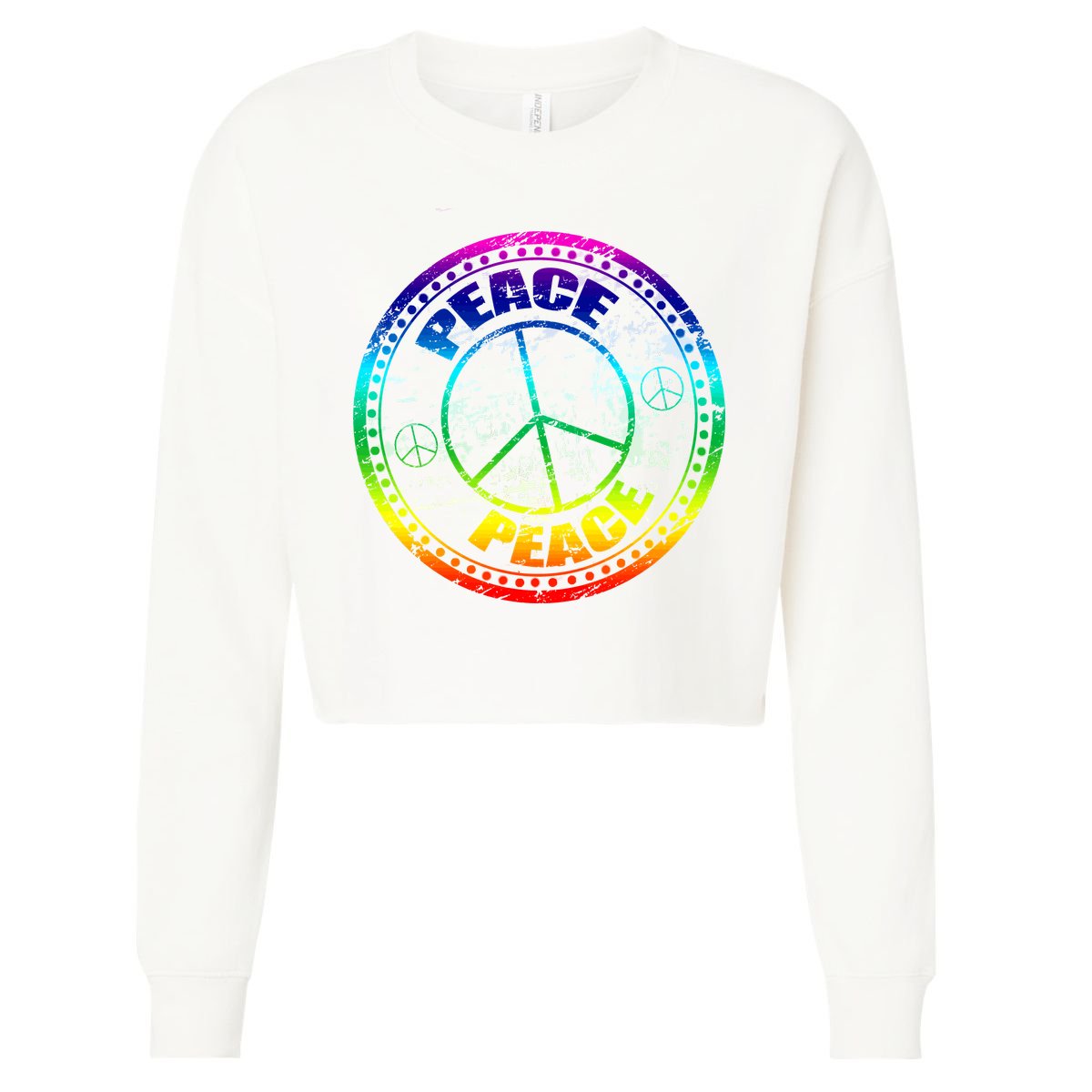 Peace Retro Tie Dyed Logo Cropped Pullover Crew
