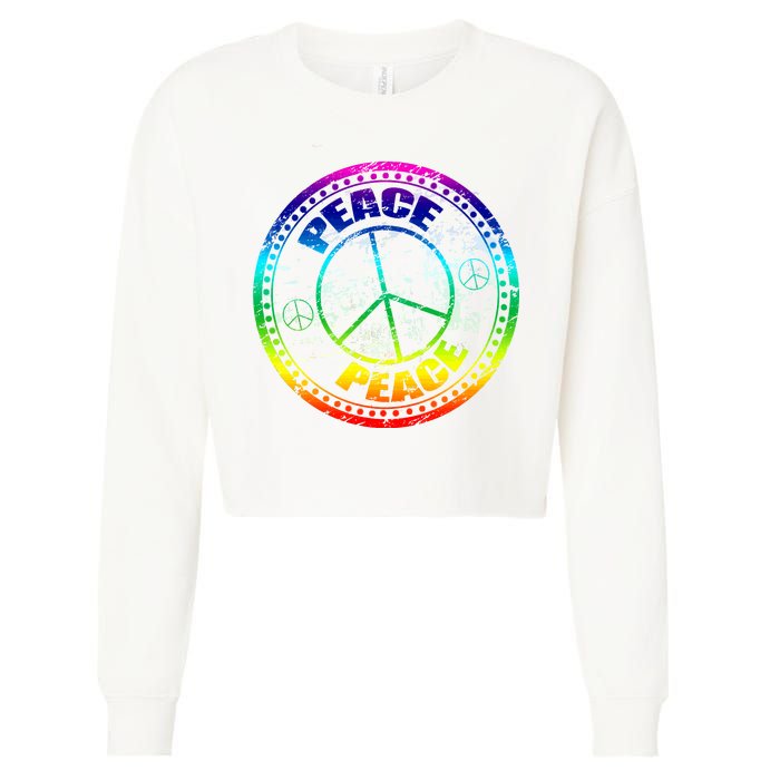 Peace Retro Tie Dyed Logo Cropped Pullover Crew