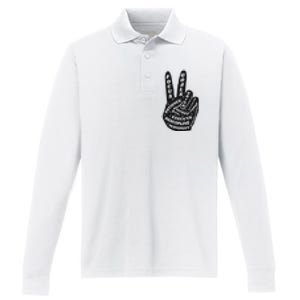 Peace Sign Inspirational Quote Performance Long Sleeve Polo