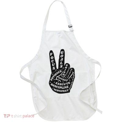 Peace Sign Inspirational Quote Full-Length Apron With Pockets