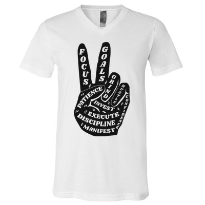 Peace Sign Inspirational Quote V-Neck T-Shirt