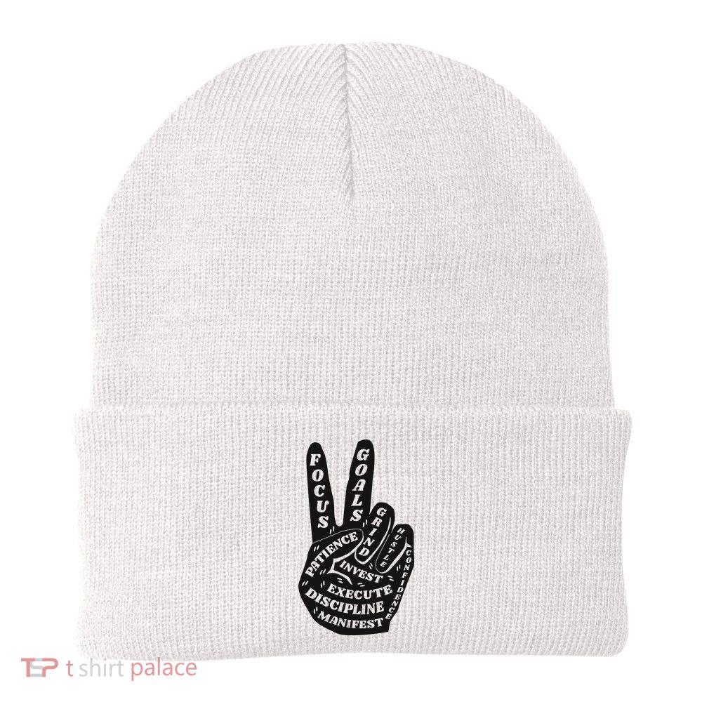 Peace Sign Inspirational Quote Knit Cap Winter Beanie