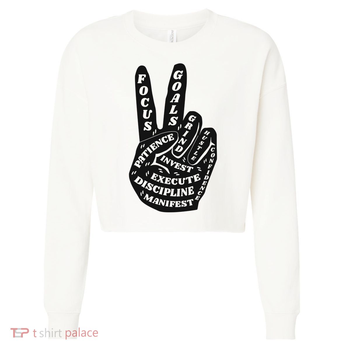 Peace Sign Inspirational Quote Cropped Pullover Crew