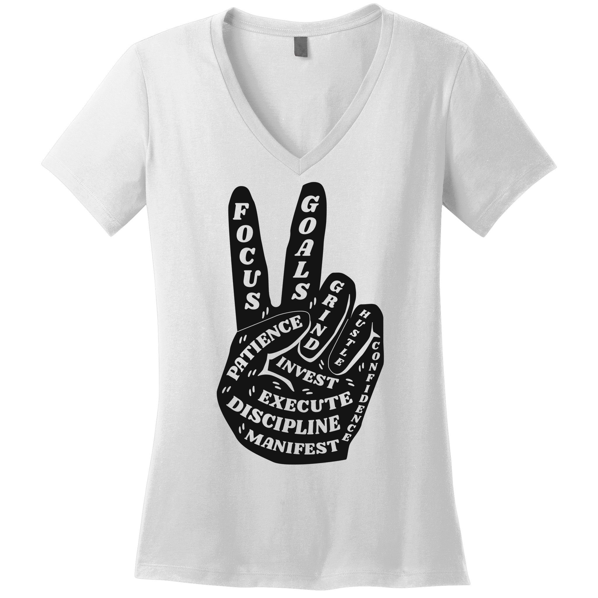Peace Sign Inspirational Quote Women's V-Neck T-Shirt