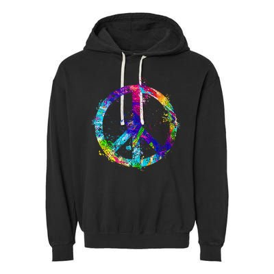 Peace Sign Paint Splatter Garment-Dyed Fleece Hoodie