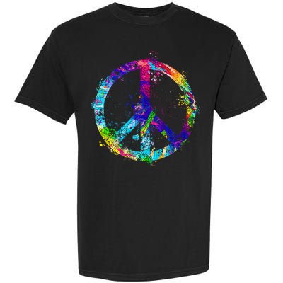 Peace Sign Paint Splatter Garment-Dyed Heavyweight T-Shirt