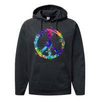 Peace Sign Paint Splatter Performance Fleece Hoodie