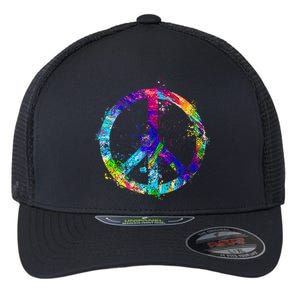 Peace Sign Paint Splatter Flexfit Unipanel Trucker Cap