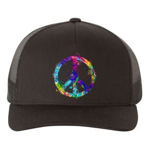 Peace Sign Paint Splatter Yupoong Adult 5-Panel Trucker Hat