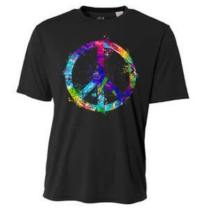 Peace Sign Paint Splatter Cooling Performance Crew T-Shirt