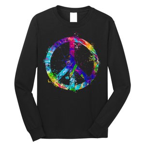 Peace Sign Paint Splatter Long Sleeve Shirt