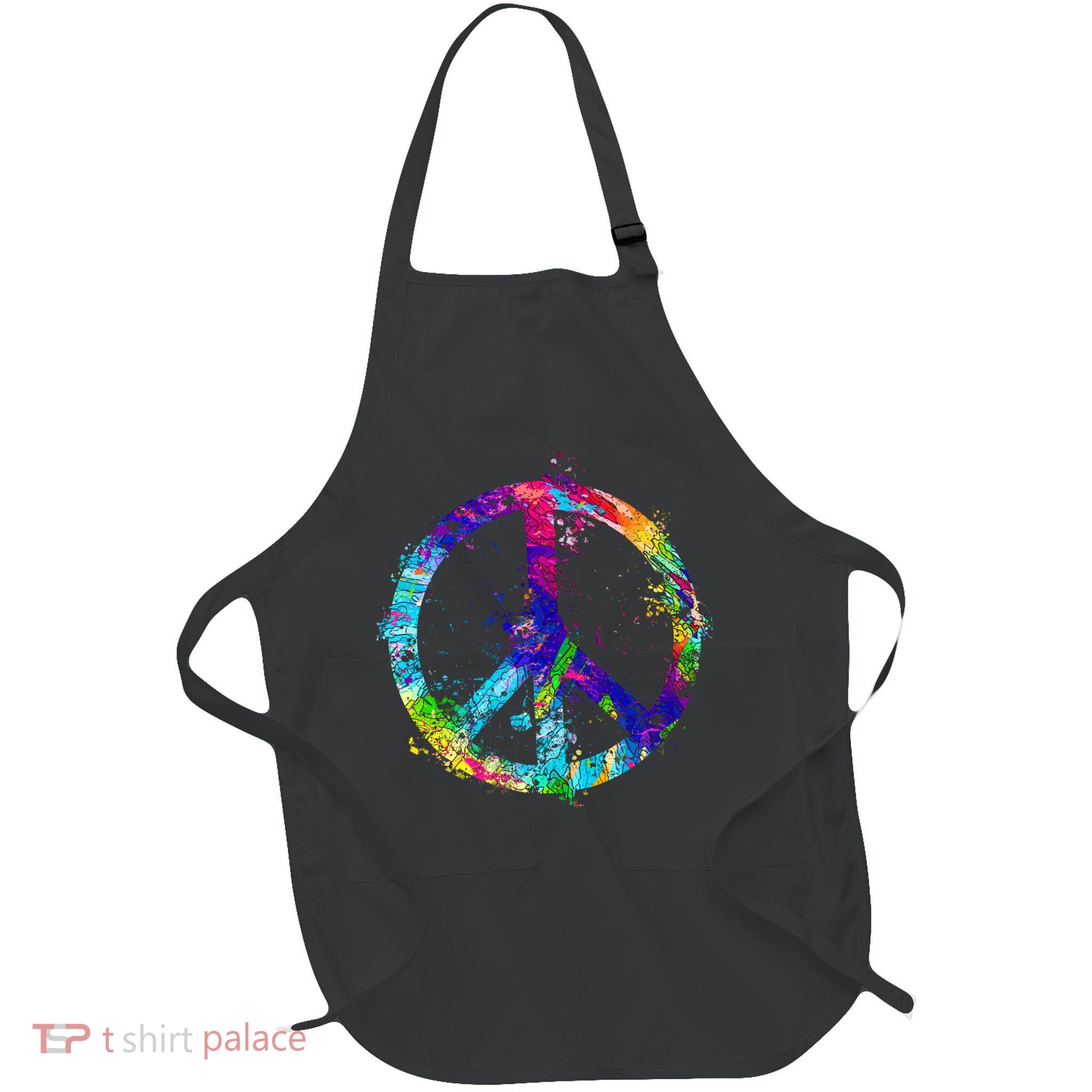 Peace Sign Paint Splatter Full-Length Apron With Pockets