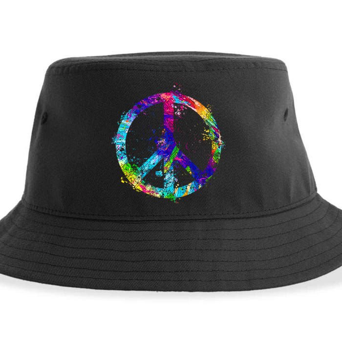 Peace Sign Paint Splatter Sustainable Bucket Hat