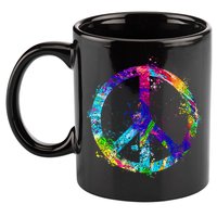 Peace Sign Paint Splatter 11oz C Handle Ceramic Mug