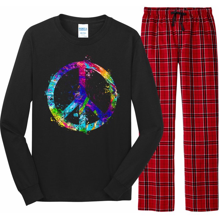 Peace Sign Paint Splatter Long Sleeve Pajama Set