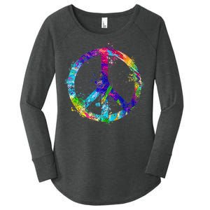 Peace Sign Paint Splatter Women's Perfect Tri Tunic Long Sleeve Shirt