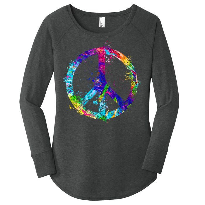 Peace Sign Paint Splatter Women's Perfect Tri Tunic Long Sleeve Shirt