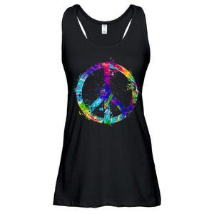 Peace Sign Paint Splatter Ladies Essential Flowy Tank