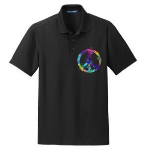 Peace Sign Paint Splatter Dry Zone Grid Polo