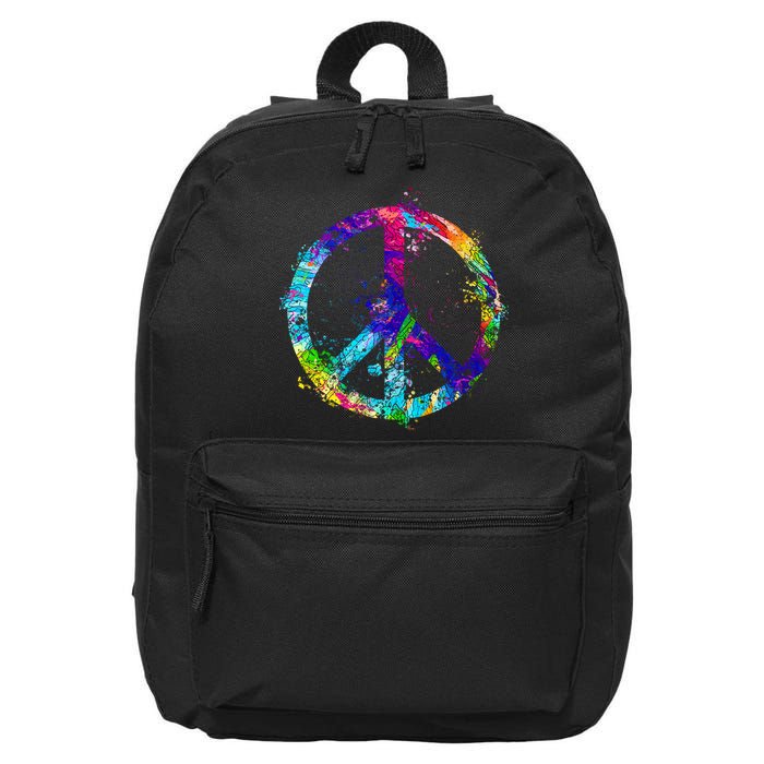 Peace Sign Paint Splatter 16 in Basic Backpack
