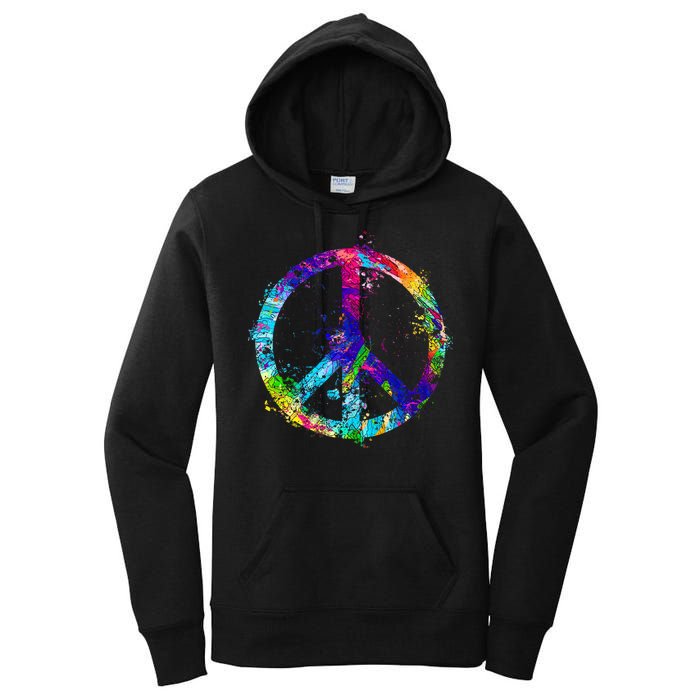 Peace Sign Paint Splatter Women's Pullover Hoodie