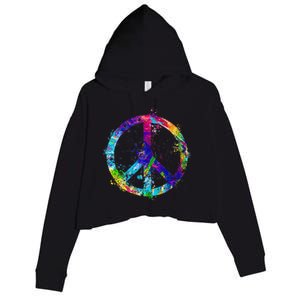 Peace Sign Paint Splatter Crop Fleece Hoodie