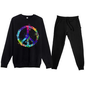 Peace Sign Paint Splatter Premium Crewneck Sweatsuit Set