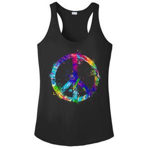 Peace Sign Paint Splatter Ladies PosiCharge Competitor Racerback Tank