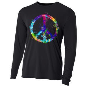 Peace Sign Paint Splatter Cooling Performance Long Sleeve Crew