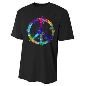 Peace Sign Paint Splatter Performance Sprint T-Shirt