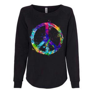 Peace Sign Paint Splatter Womens California Wash Sweatshirt