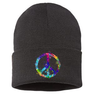 Peace Sign Paint Splatter Sustainable Knit Beanie