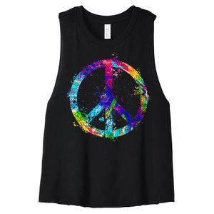 Peace Sign Paint Splatter Women's Racerback Cropped Tank