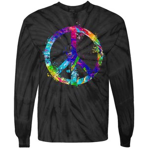 Peace Sign Paint Splatter Tie-Dye Long Sleeve Shirt