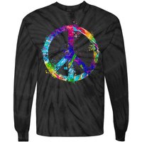 Peace Sign Paint Splatter Tie-Dye Long Sleeve Shirt