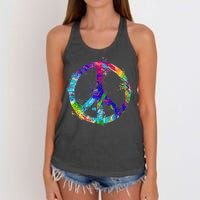 Peace Sign Paint Splatter Women's Knotted Racerback Tank