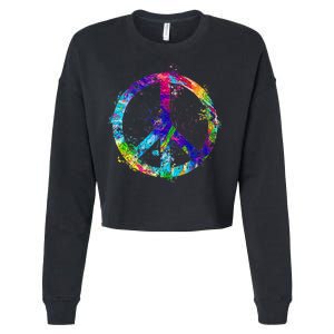 Peace Sign Paint Splatter Cropped Pullover Crew