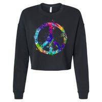 Peace Sign Paint Splatter Cropped Pullover Crew