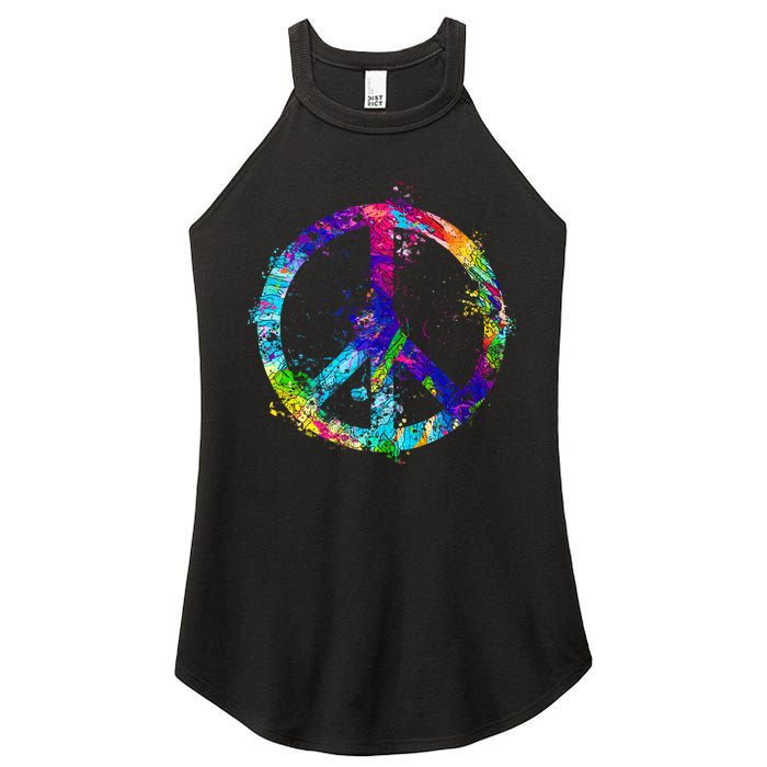 Peace Sign Paint Splatter Women's Perfect Tri Rocker Tank