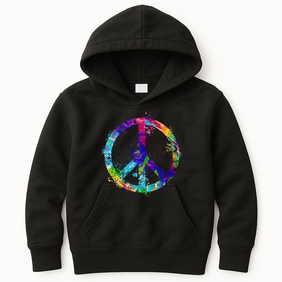 Peace Sign Paint Splatter Kids Hoodie
