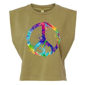 Peace Sign Paint Splatter Garment-Dyed Women's Muscle Tee