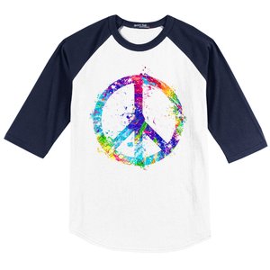 Peace Sign Paint Splatter Baseball Sleeve Shirt